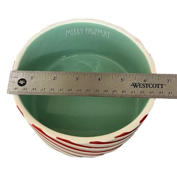 Rae Dunn Dog Bowl Christmas Candy Cane Striped MERRY PAWMAS New - Picture 10 of 11